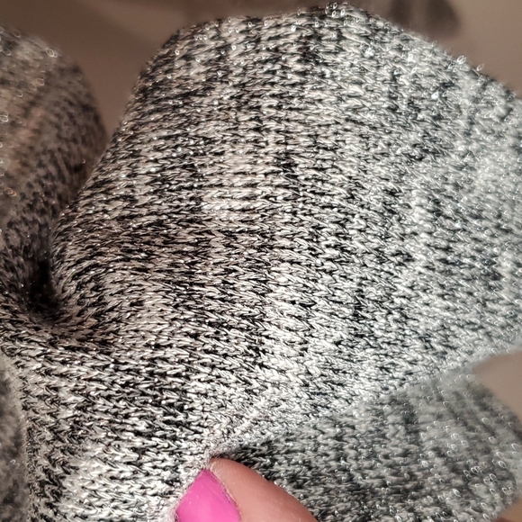 Anthropologie NWT Sparkly Grey Sweater Top with Black Lace Trim! ❤❤❤ - Picture 5 of 16